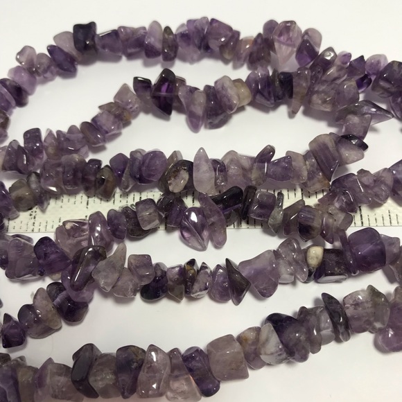 Semiprecious Stone Amethyst Crystal 31”L Necklace Continuous EVC - Picture 8 of 8